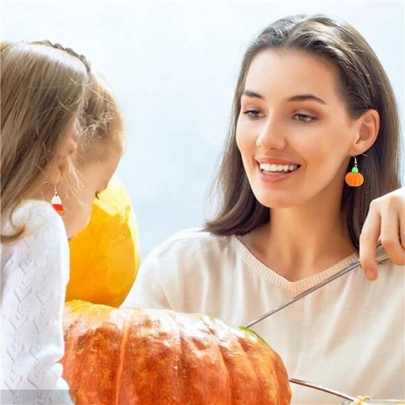 Thanksgiving Fall Earrings: Maple Leaf, Candy Corn, Turkey & Pumpkin Designs - Picture 2 of 7
